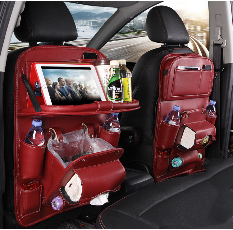 PU Leather Car Storage Bag Multifunction Seat Back Tray Hanging Bag Waterproof Car Organizer Automotive Interior Accessories - Image 8