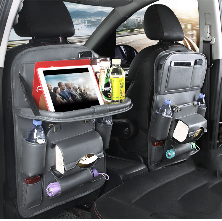 PU Leather Car Storage Bag Multifunction Seat Back Tray Hanging Bag Waterproof Car Organizer Automotive Interior Accessories - Image 9