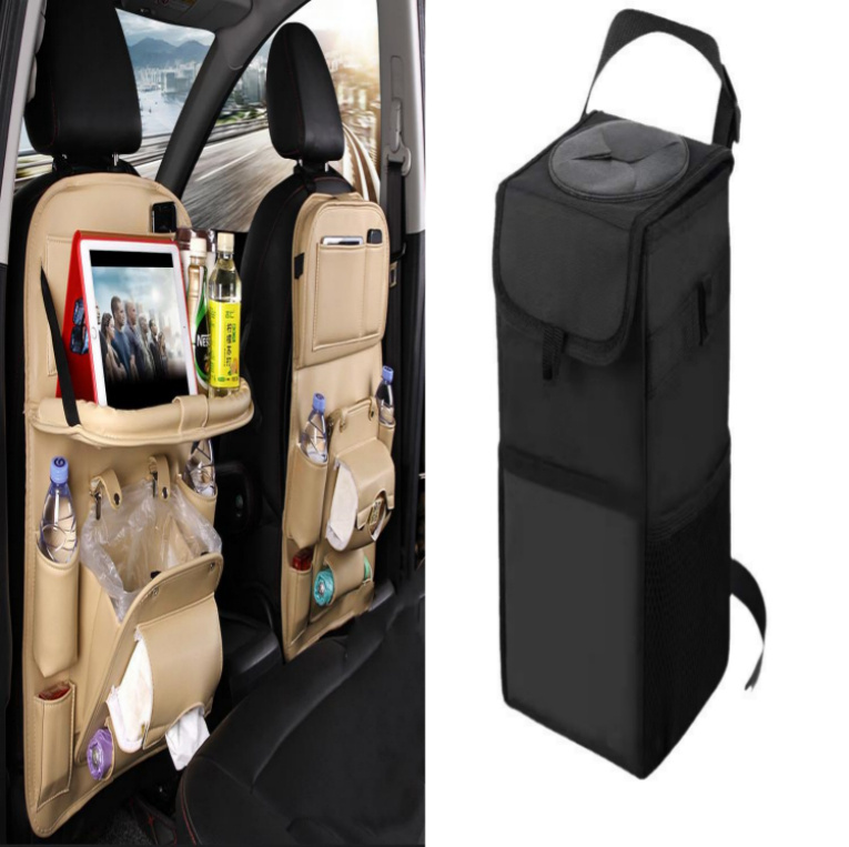 PU Leather Car Storage Bag Multifunction Seat Back Tray Hanging Bag Waterproof Car Organizer Automotive Interior Accessories - Image 4