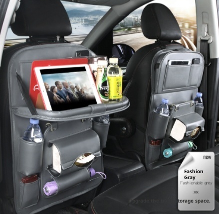PU Leather Car Storage Bag Multifunction Seat Back Tray Hanging Bag Waterproof Car Organizer Automotive Interior Accessories - Image 2